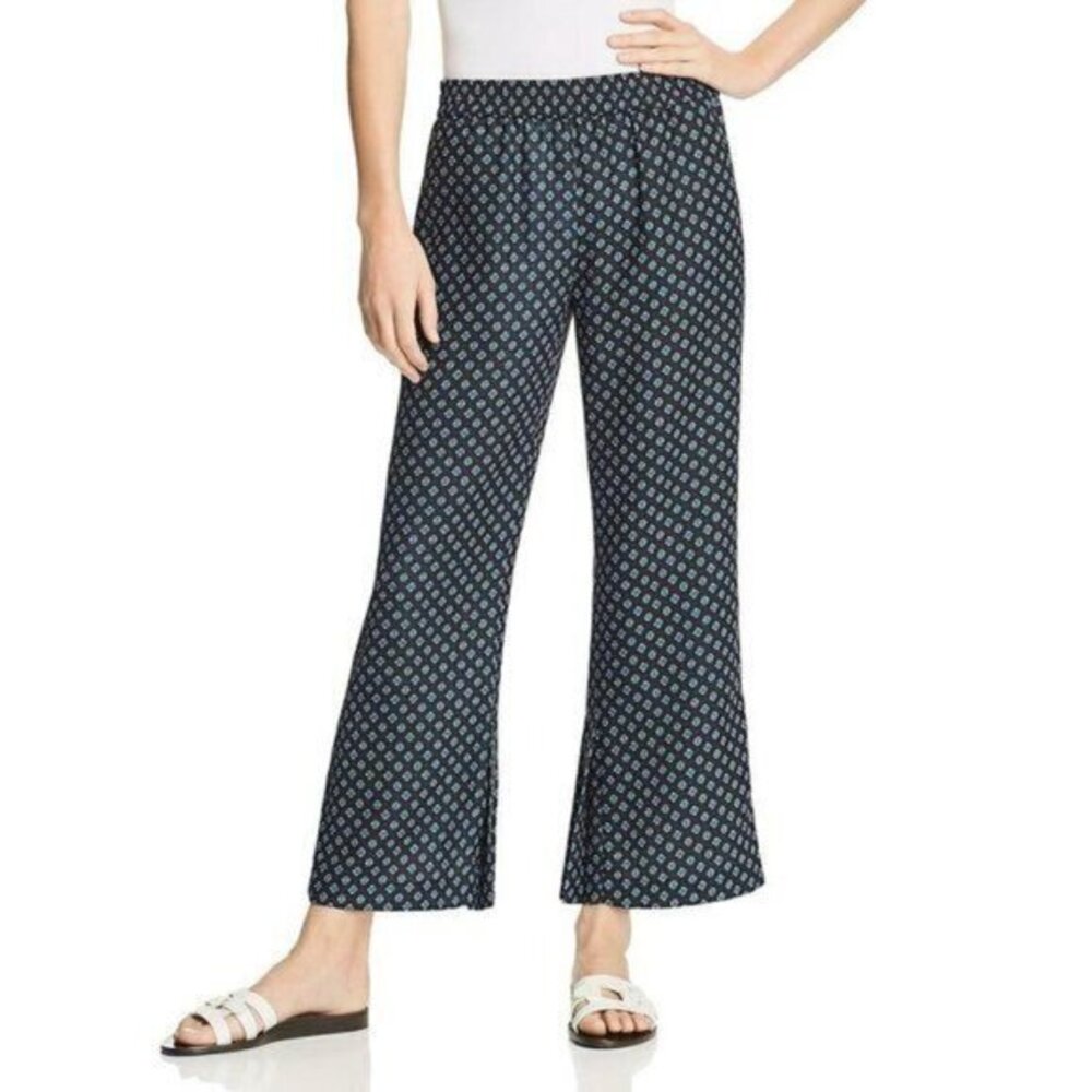 Le Gali Micro Floral Print Pleated Hem Crop Pants SZ S NWT